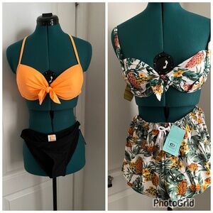 Fabulous 4 Piece Tropical Rip Curl Bikini Set & Shorts Bundle size 6